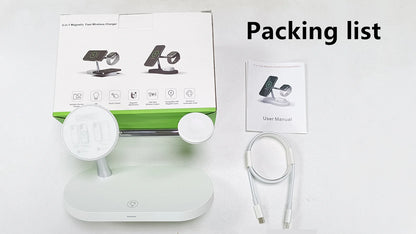 3-in-1 Magnetic Wireless Charger Stand — iPhone 12–17, Apple Watch, AirPods (2/3/Pro)