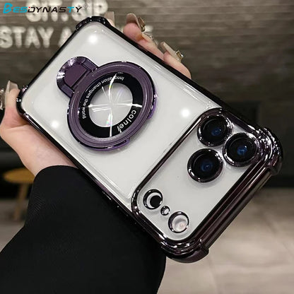 MagSafe Charging Case for iPhone 17 Pro Max to 12/16 Pro — Transparent Plating Ring