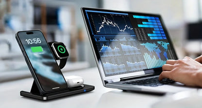 Foldable 3-in-1 30W MagSafe Wireless Charging Station for iPhone, AirPods, and Watch