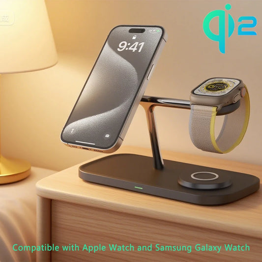 QI2 3-in-1 Magnetic Wireless Charger — iPhone 16/15/14/13/12, Apple Watch, AirPods Stand