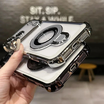 MagSafe Charging Case for iPhone 17 Pro Max to 12/16 Pro — Transparent Plating Ring