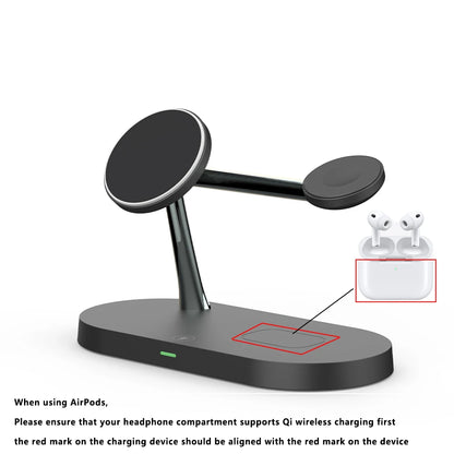 3-in-1 Magnetic Wireless Charger Stand — iPhone 12–17, Apple Watch, AirPods (2/3/Pro)