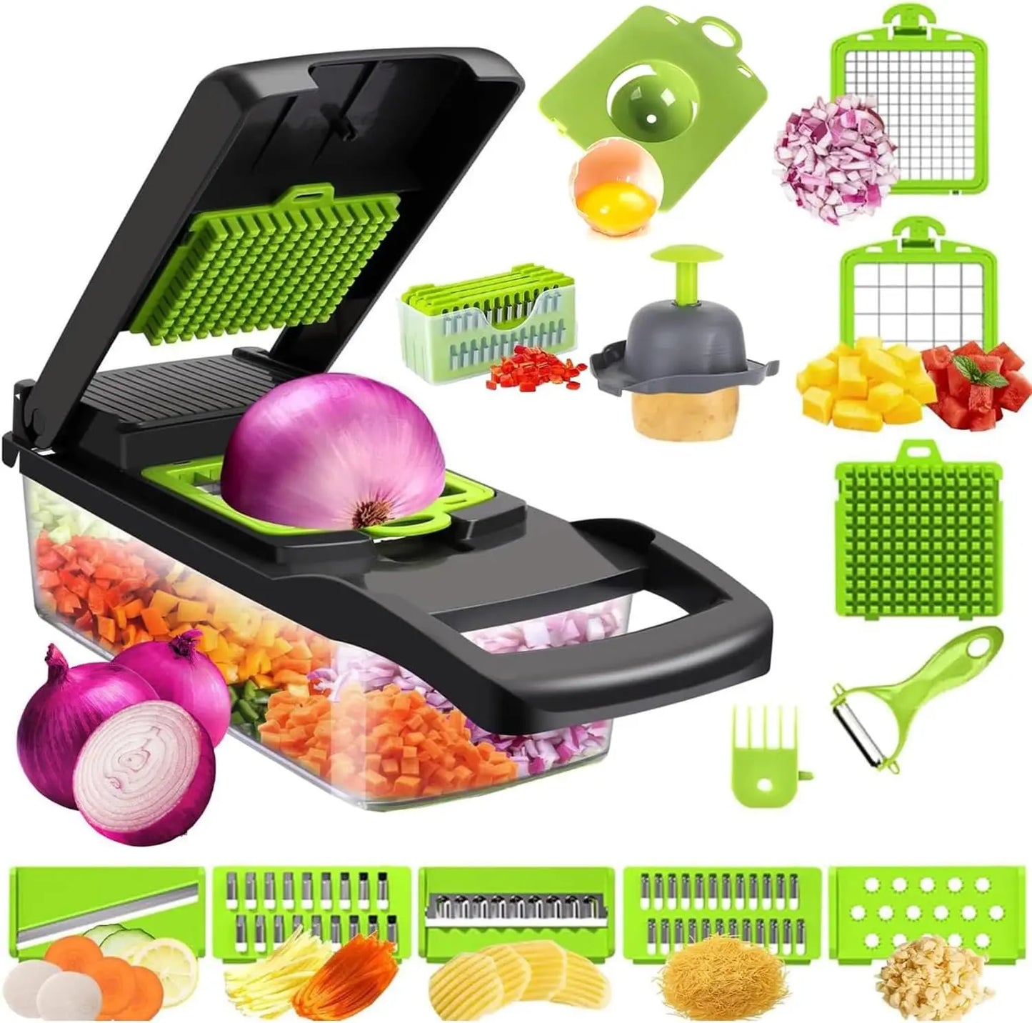 16-in-1 Vegetable Chopper – Slice, Dice & Grate with Ease