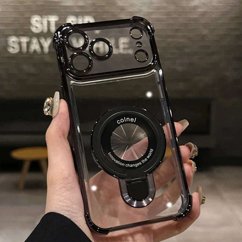 MagSafe Charging Case for iPhone 17 Pro Max to 12/16 Pro — Transparent Plating Ring