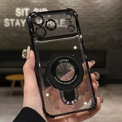 MagSafe Charging Case for iPhone 17 Pro Max to 12/16 Pro — Transparent Plating Ring