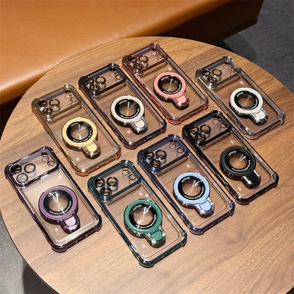 MagSafe Charging Case for iPhone 17 Pro Max to 12/16 Pro — Transparent Plating Ring