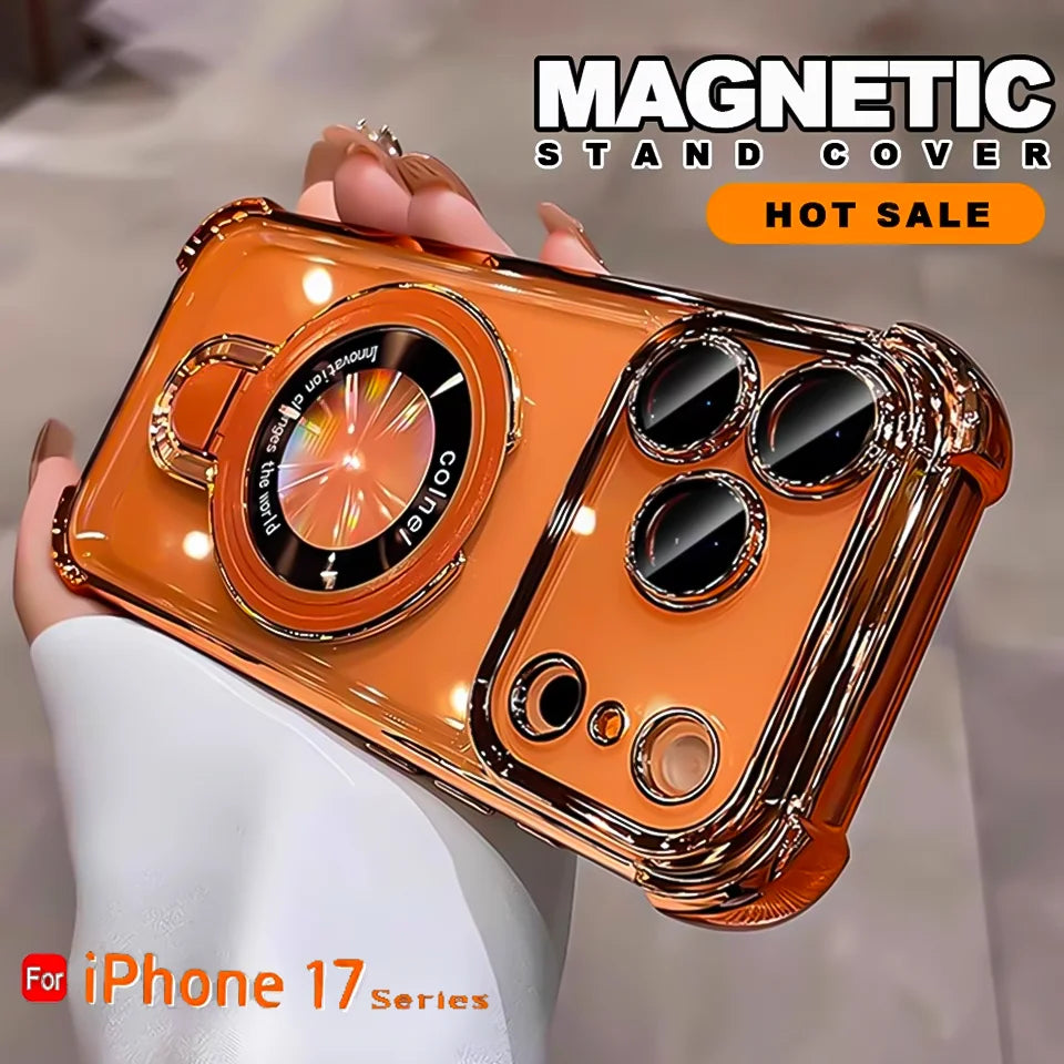 MagSafe Charging Case for iPhone 17 Pro Max to 12/16 Pro — Transparent Plating Ring