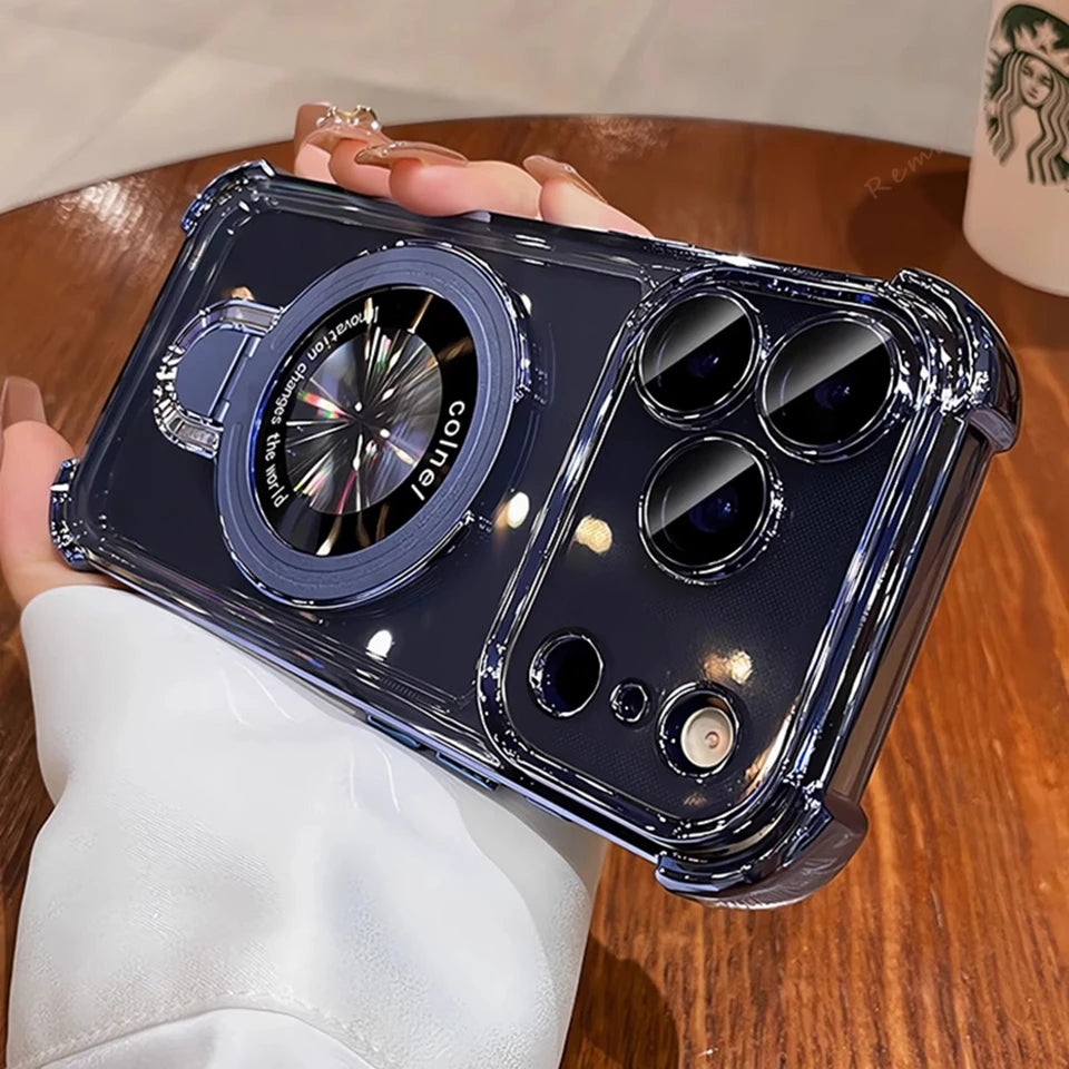 MagSafe Charging Case for iPhone 17 Pro Max to 12/16 Pro — Transparent Plating Ring