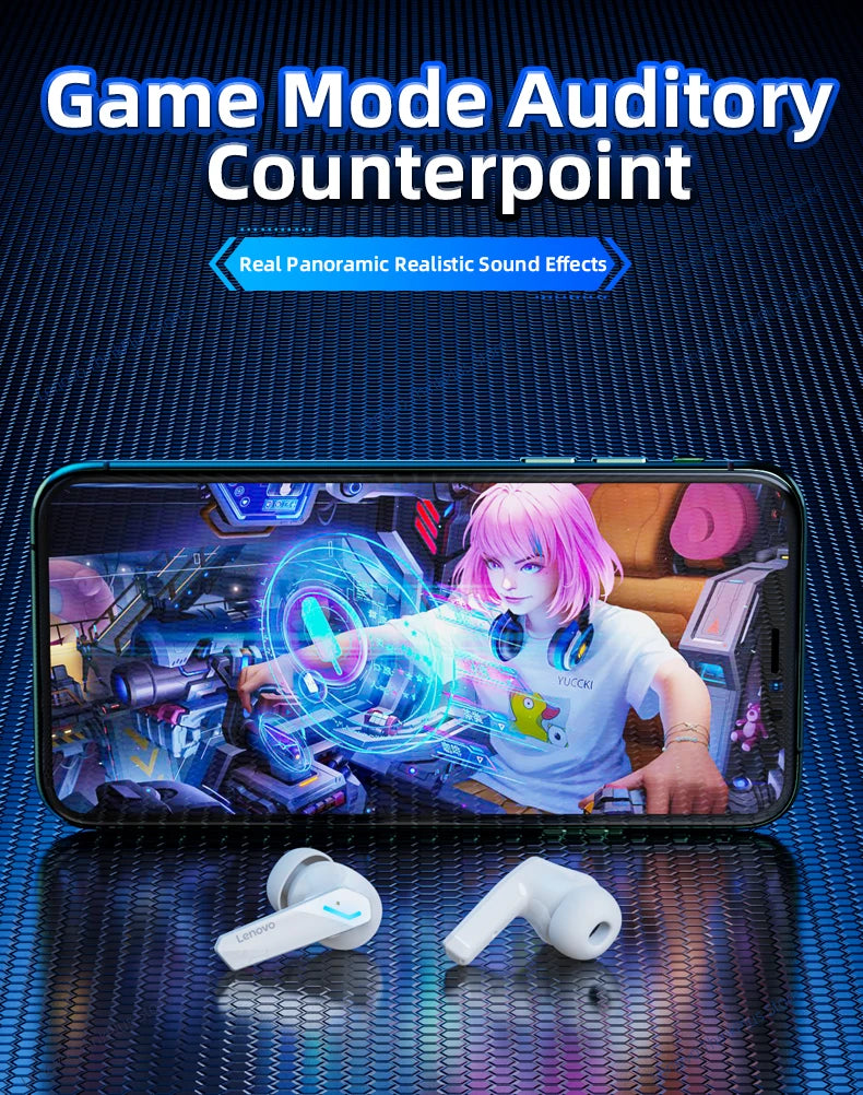 Lenovo GM2 Pro TWS Earbuds — Gaming/Music, Low Latency, Dual Mode